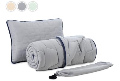 Adaptivego pillow and duvet and a reusable bag set